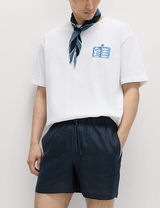 Pure Linen Elasticated Waist Shorts