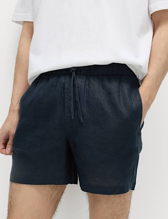 Pure Linen Elasticated Waist Shorts