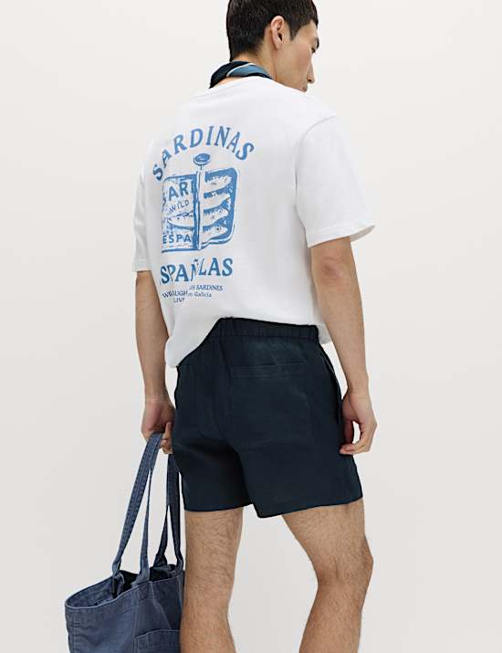 Pure Linen Elasticated Waist Shorts