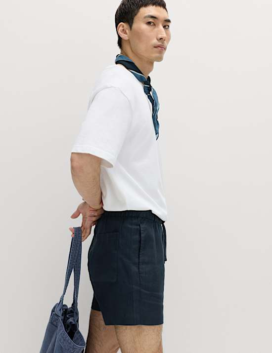Pure Linen Elasticated Waist Shorts