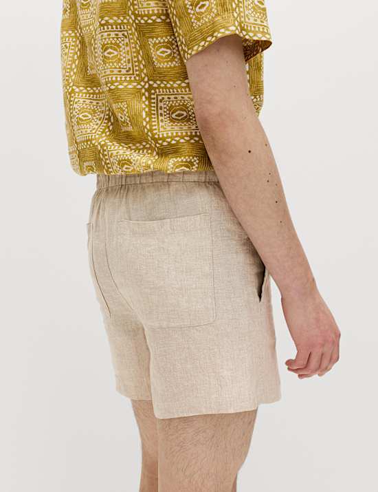 Pure Linen Elasticated Waist Shorts