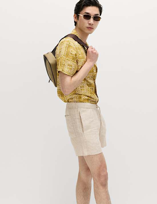 Pure Linen Elasticated Waist Shorts
