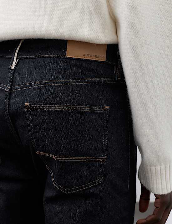 Jeans &agrave; lisi&egrave;re en tissu japonais coupe droite