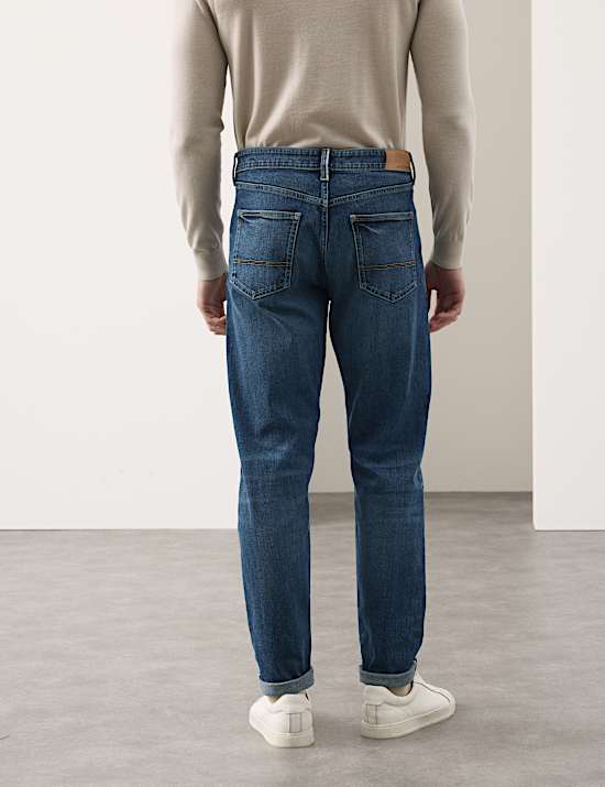 Jean &agrave; lisi&egrave;re coupe fusel&eacute;e extensible en tissu japonais