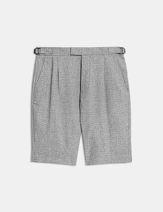 Cotton Blend Textured Stretch Shorts