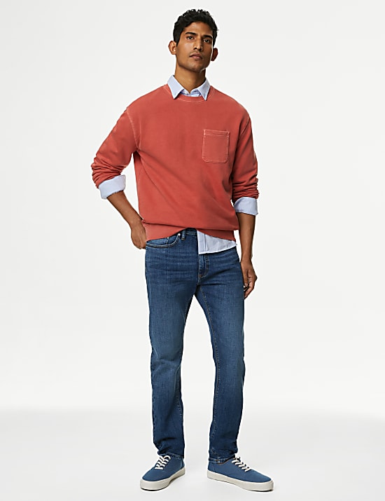 Slim Fit 5 Pocket Crosshatch Stretch Jeans