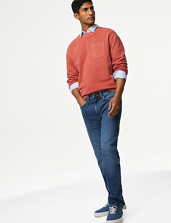 Slim Fit 5 Pocket Crosshatch Stretch Jeans