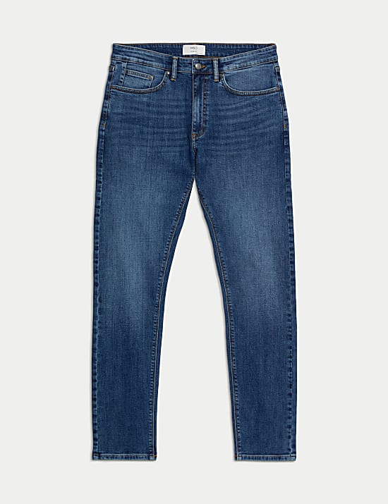 Slim Fit 5 Pocket Crosshatch Stretch Jeans