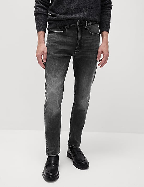 Slim Fit 5 Pocket Crosshatch Stretch Jeans