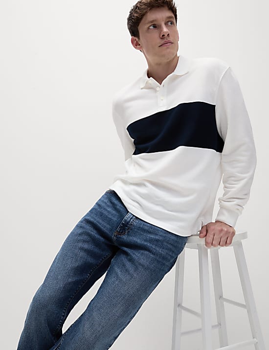 Straight Fit 5 Pocket Crosshatch Stretch Jeans