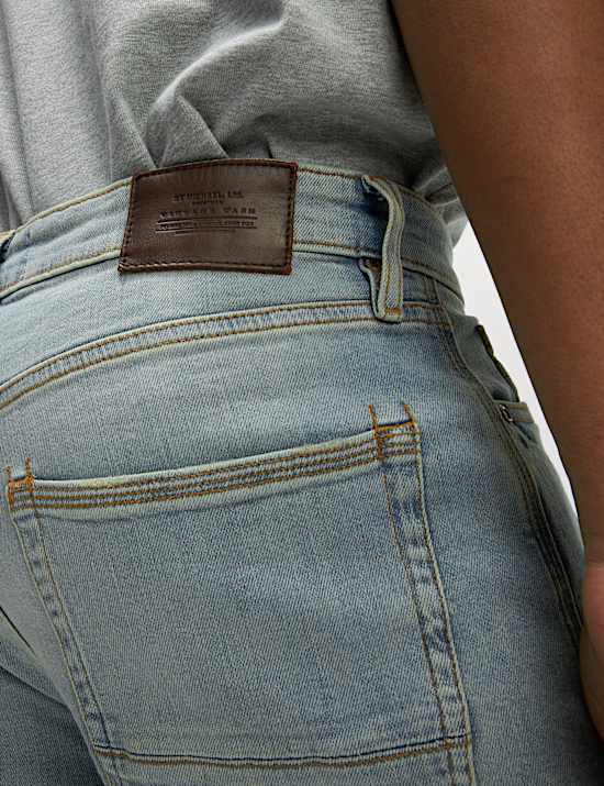 Straight Fit Vintage Wash Stretch Jeans