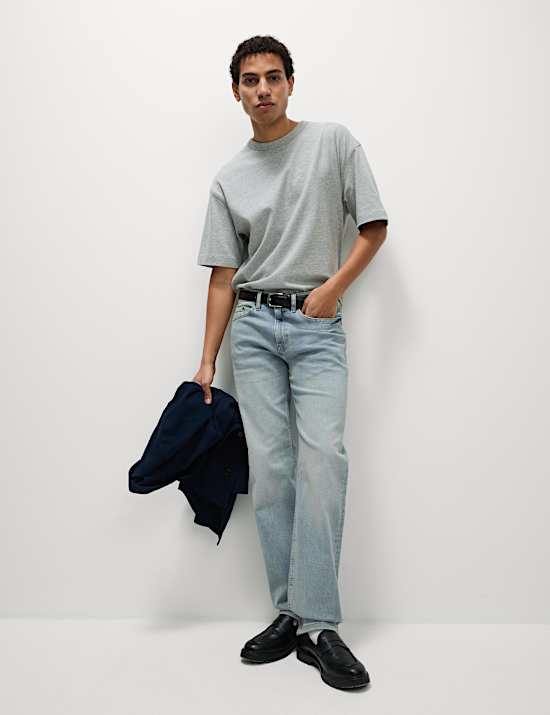 Straight Fit Vintage Wash Stretch Jeans