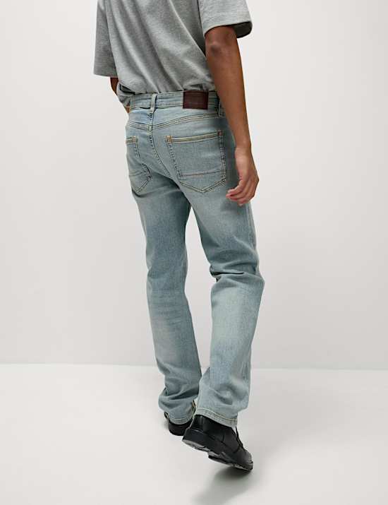 Straight Fit Vintage Wash Stretch Jeans