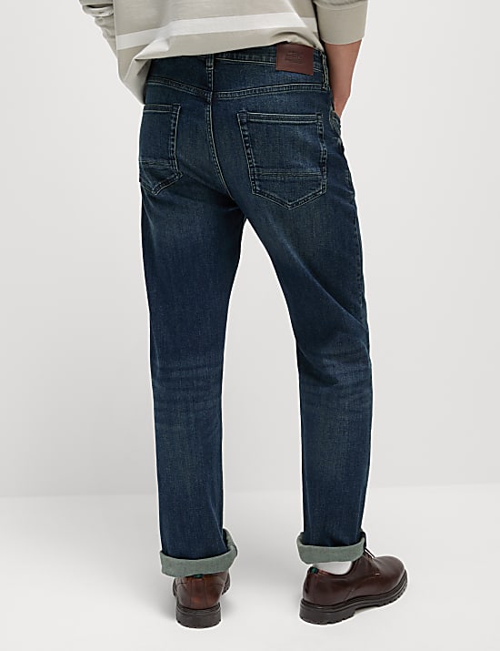 Straight Fit Vintage Wash Stretch Jeans