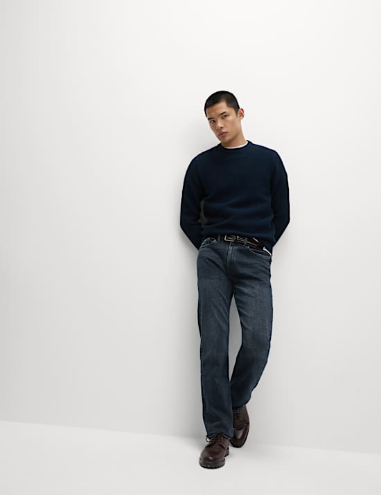 Straight Fit Vintage Wash Stretch Jeans