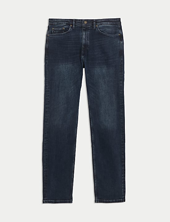 Straight Fit Vintage Wash Stretch Jeans