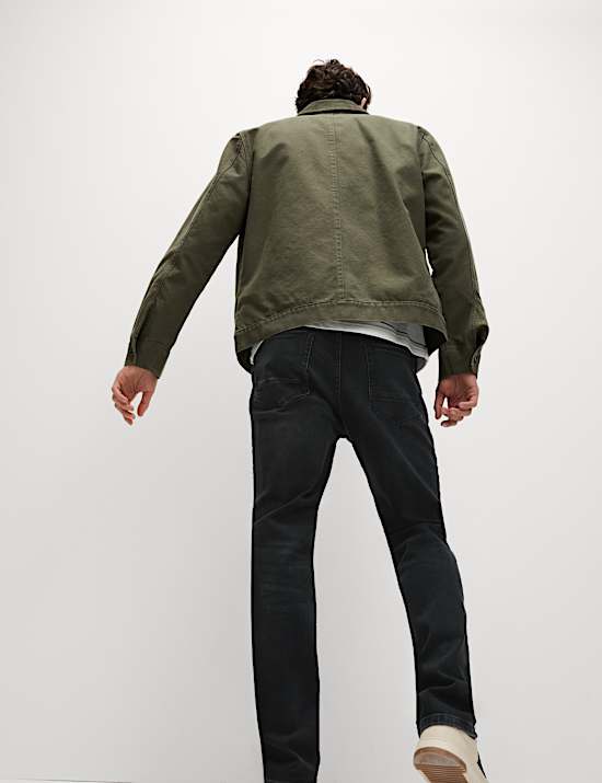 Jean extensible coupe droite, aspect d&eacute;lav&eacute; de style r&eacute;tro