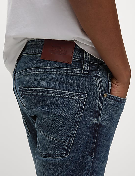 Slim Fit Vintage Wash Stretch Jeans