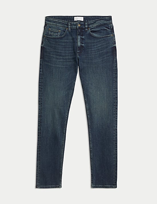 Slim Fit Vintage Wash Stretch Jeans