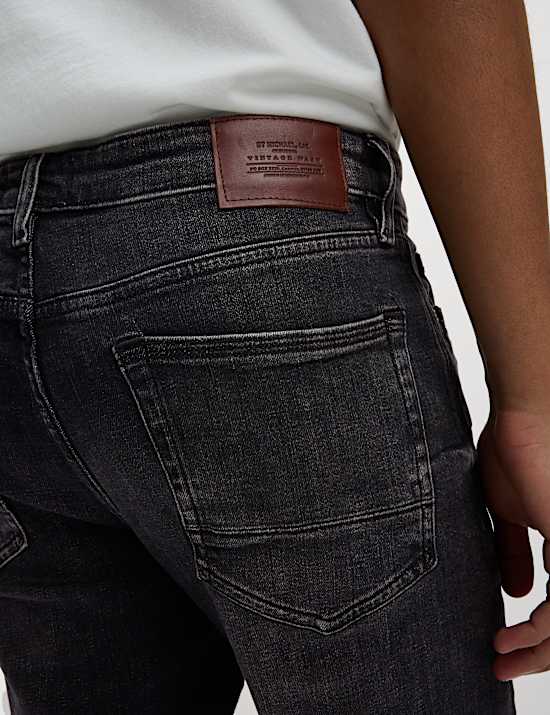 Gerade geschnittene Crosshatch-Jeans mit Vintage-Waschung