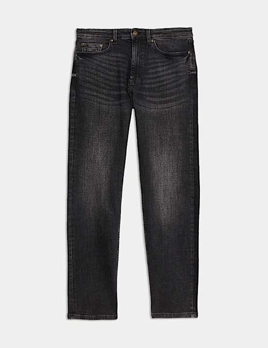 Gerade geschnittene Crosshatch-Jeans mit Vintage-Waschung