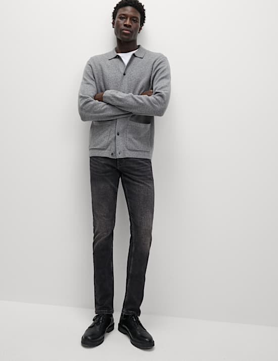 Slim Fit Vintage Wash Crosshatch Jeans