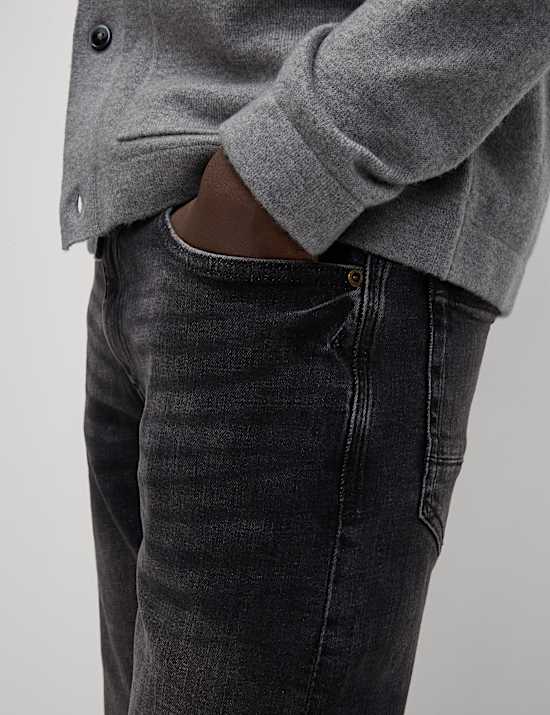 Crosshatch-Jeans mit schmaler Passform und Vintage-Waschung