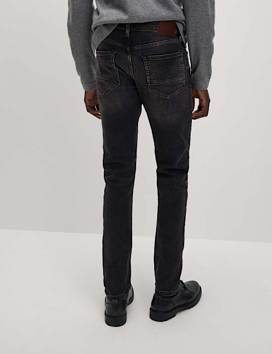 Crosshatch-Jeans mit schmaler Passform und Vintage-Waschung