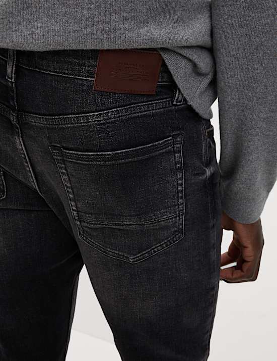 Crosshatch-Jeans mit schmaler Passform und Vintage-Waschung