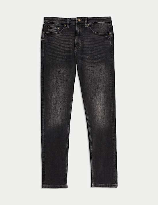 Crosshatch-Jeans mit schmaler Passform und Vintage-Waschung