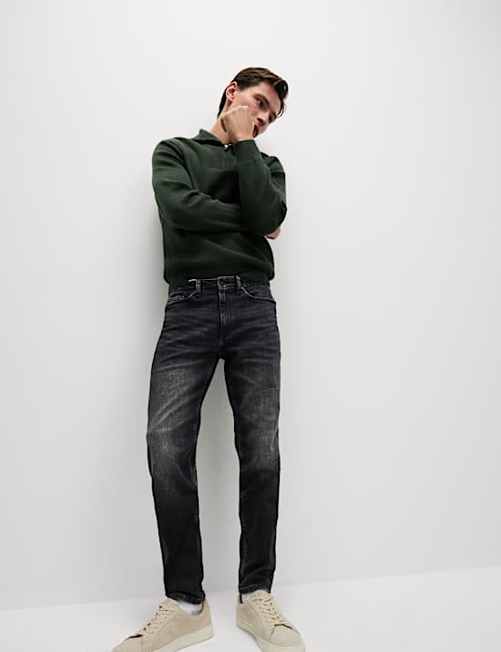 Tapered Fit Vintage Crosshatch Jeans