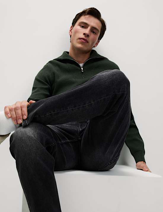 Tapered Fit Vintage Crosshatch Jeans