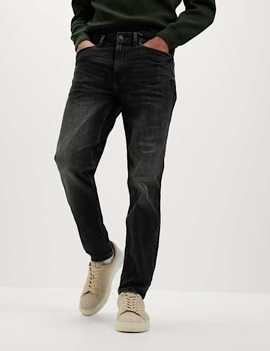 Tapered Fit Vintage Crosshatch Jeans