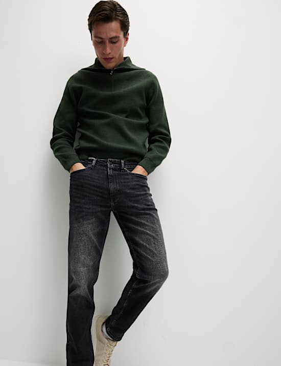 Tapered Fit Vintage Crosshatch Jeans