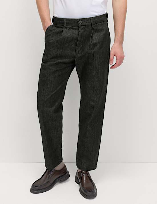 Tapered Fit Smart Pleat Jeans