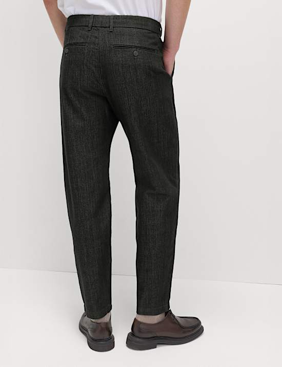 Tapered Fit Smart Pleat Jeans