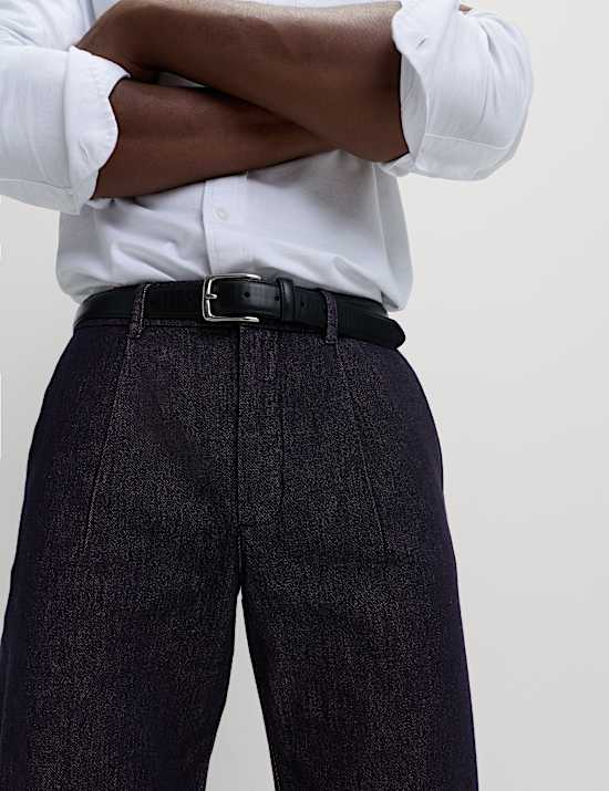 Tapered Fit Smart Pleat Jeans