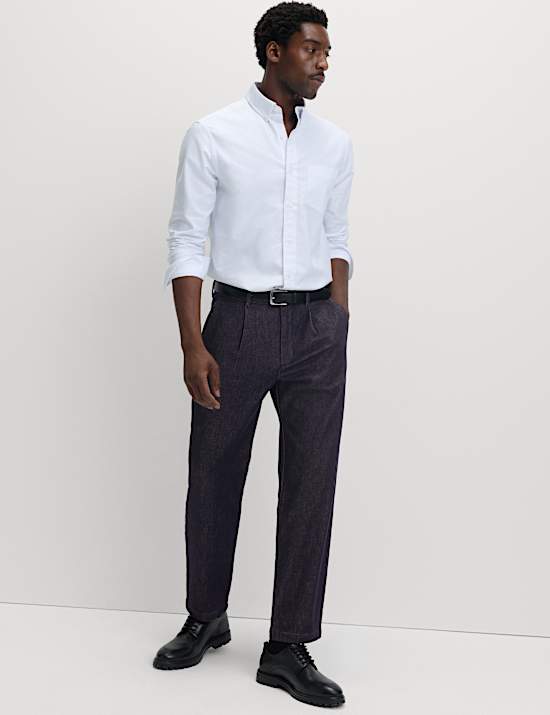 Tapered Fit Smart Pleat Jeans