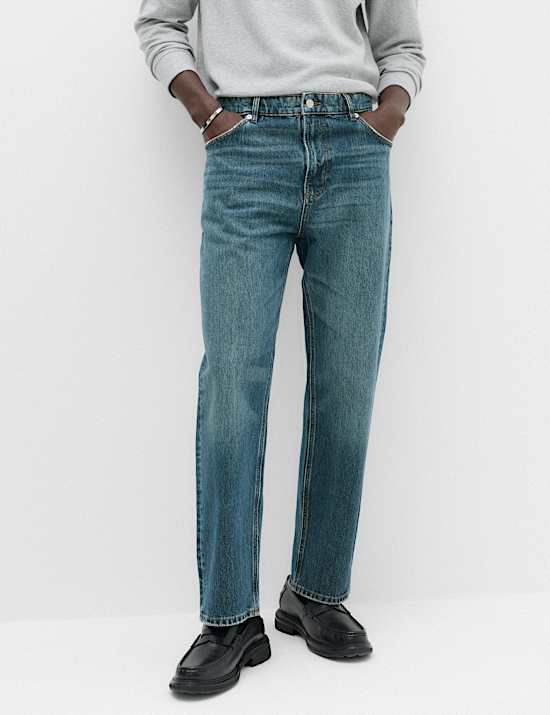 Straight Fit Pure Cotton Heavyweight Jeans