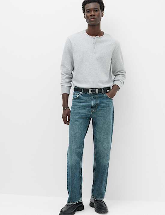 Straight Fit Pure Cotton Heavyweight Jeans