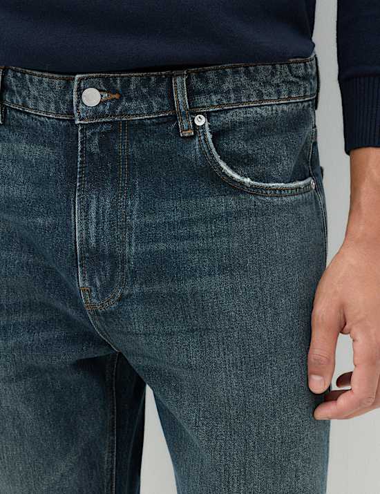 Straight Fit Pure Cotton Heavyweight Jeans