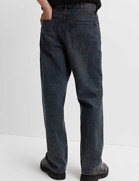 Steife Loose Fit Denim-Jeans