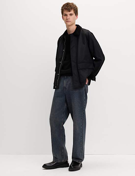 Steife Loose Fit Denim-Jeans