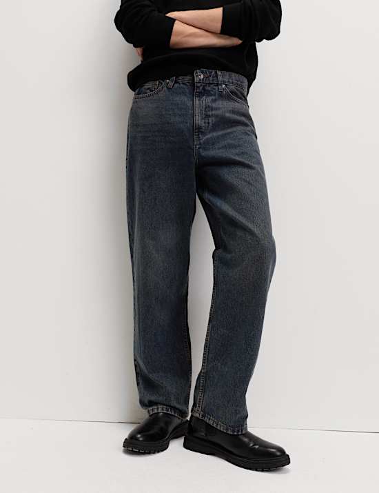 Steife Loose Fit Denim-Jeans