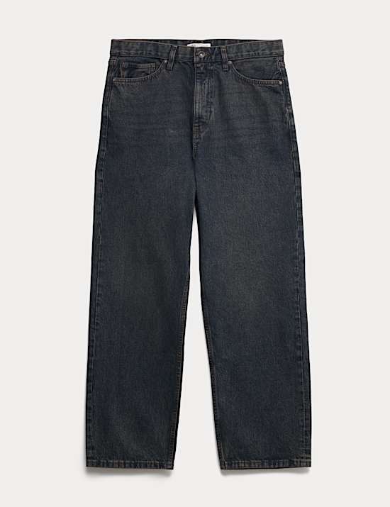 Steife Loose Fit Denim-Jeans