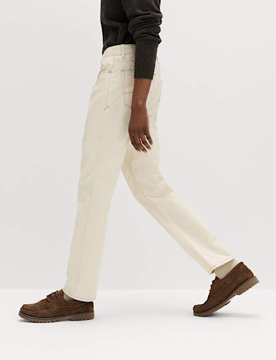 Dž&iacute;ny rovn&eacute;ho střihu s pevn&yacute;mi dž&iacute;nami