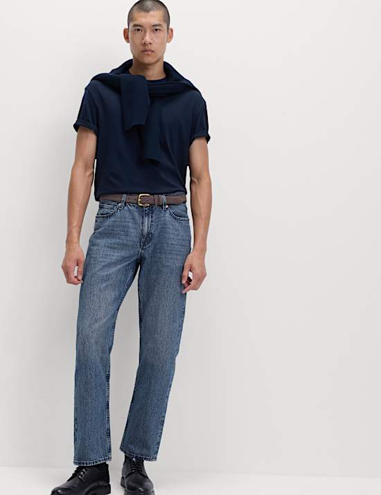 Straight Fit Rigid Denim Jeans