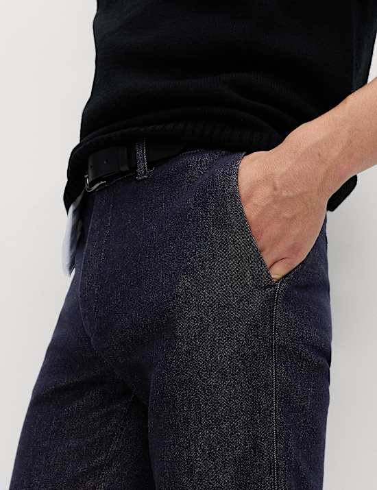 Schmal geschnittene Denim-Chinohose