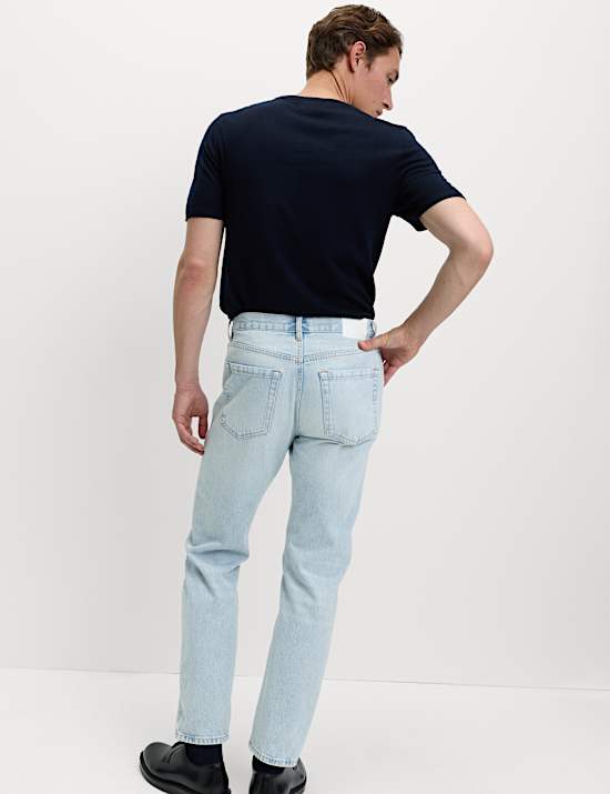 Gerade geschnittene, gebleichte Denim-Jeans
