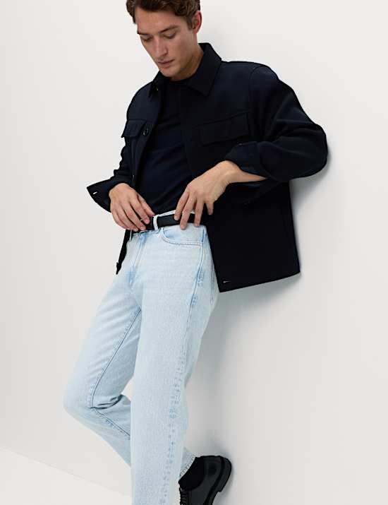 Gerade geschnittene, gebleichte Denim-Jeans